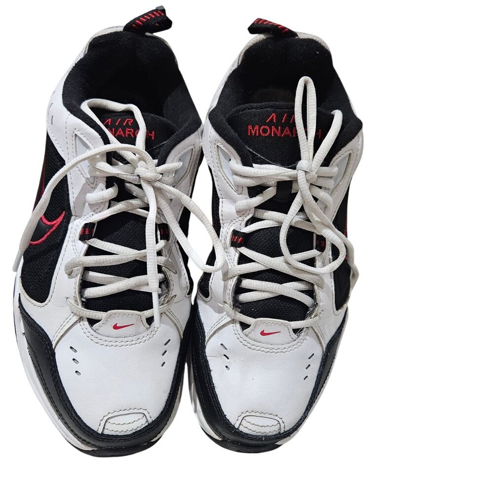 Nike Air Monarch IV Mens Training Shoes White/Black/Red Size 8.5 wide width